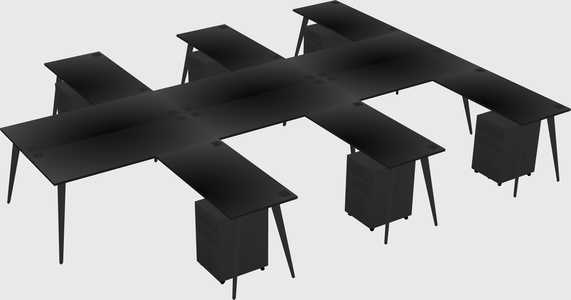 Shared l-shaped office desk system