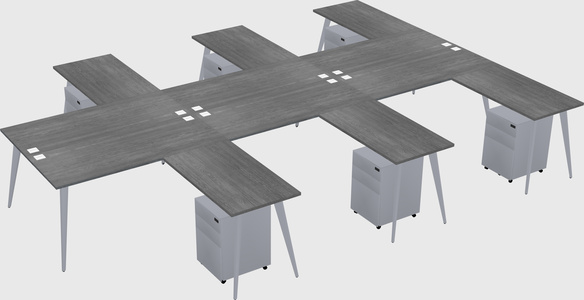 Shared l-shaped office desk system