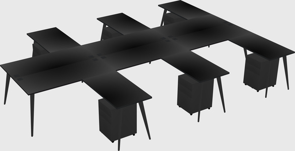 Shared l-shaped office desk system