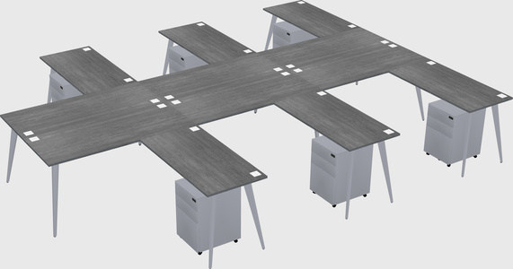 Shared l-shaped office desk system