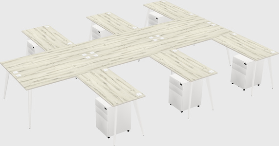 Shared l-shaped office desk system