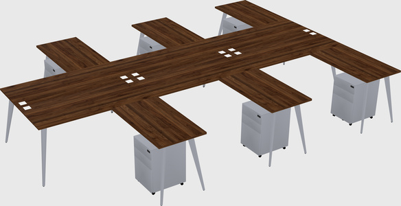 Shared l-shaped office desk system