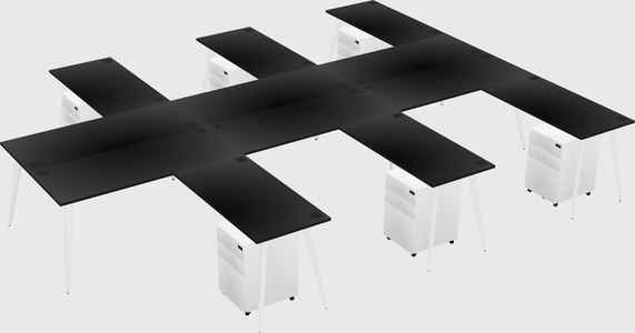 Shared l-shaped office desk system