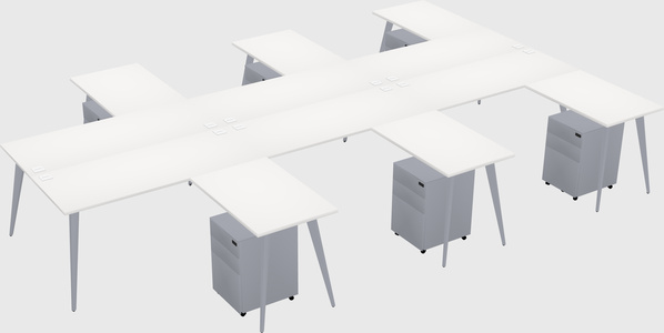 Shared l-shaped office desk system