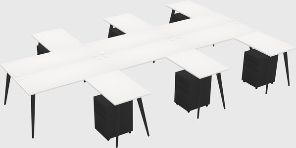 Shared l-shaped office desk system