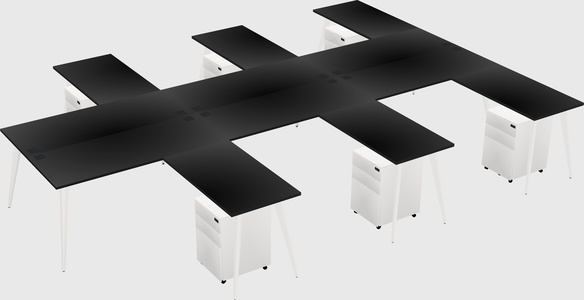 Shared l-shaped office desk system