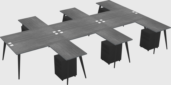 Shared l-shaped office desk system