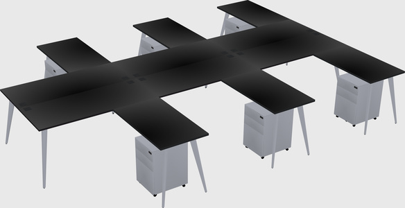 Shared l-shaped office desk system