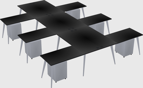 Shared l-shaped office desk system