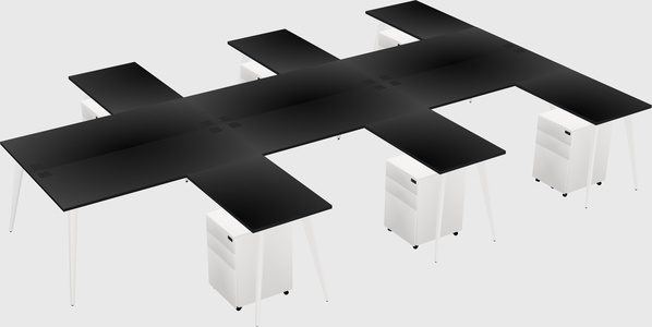 Shared l-shaped office desk system