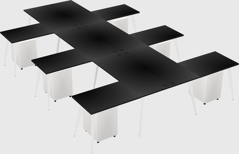 Shared l-shaped office desk system
