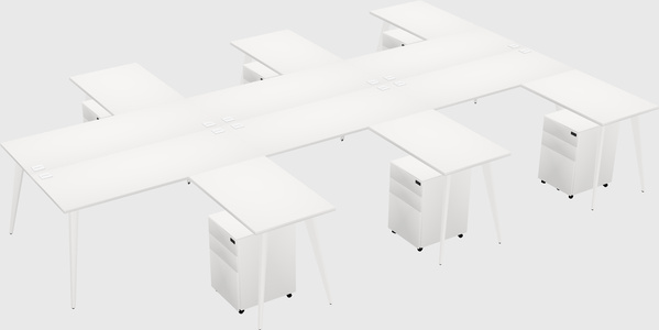 Shared l-shaped office desk system