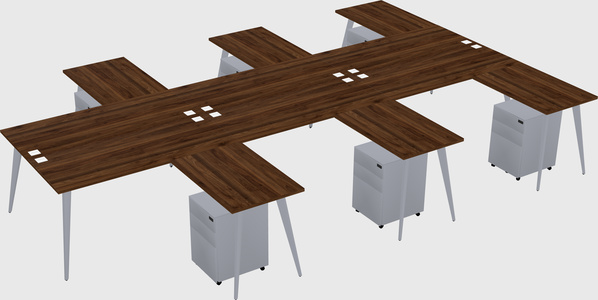Shared l-shaped office desk system