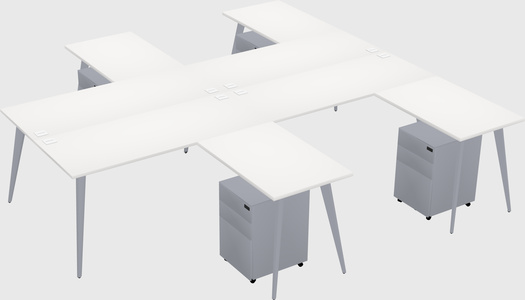 Shared l-shaped office desk system