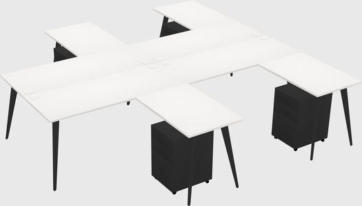 Shared l-shaped office desk system