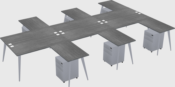 Shared l-shaped office desk system