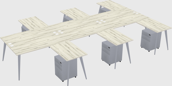Shared l-shaped office desk system