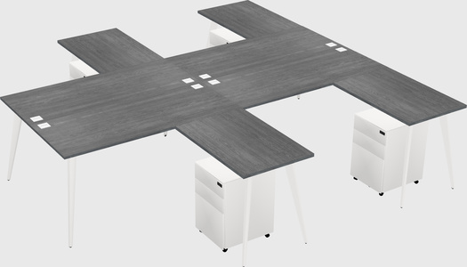 Shared l-shaped office desk system