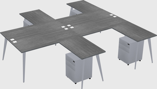 Shared l-shaped office desk system