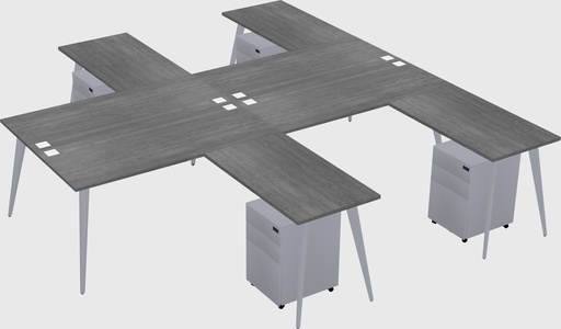 Shared l-shaped office desk system