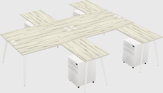 Shared l-shaped office desk system