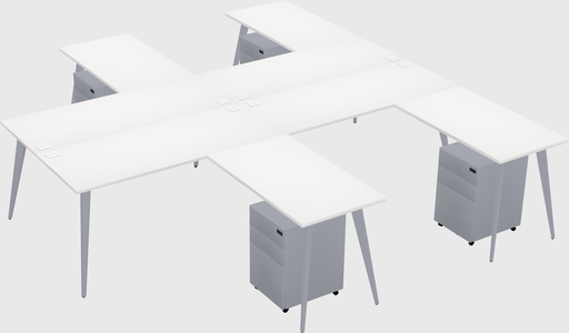 Shared l-shaped office desk system