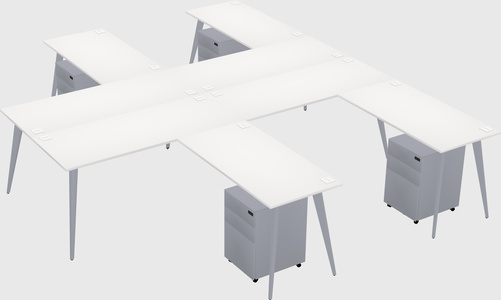 Shared l-shaped office desk system