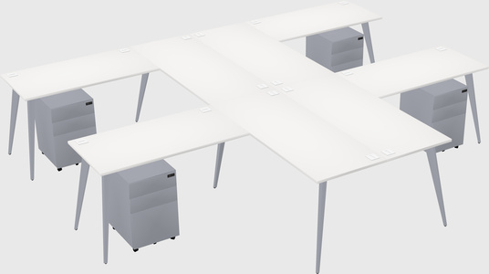 Shared l-shaped office desk system