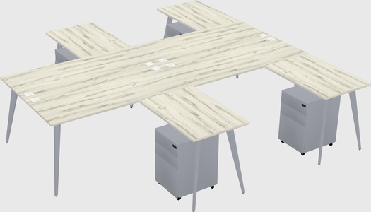 Shared l-shaped office desk system
