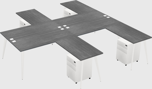 Shared l-shaped office desk system
