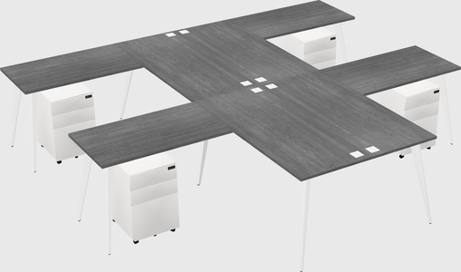 Shared l-shaped office desk system