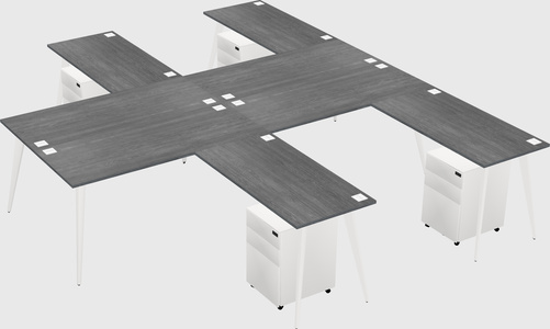 Shared l-shaped office desk system
