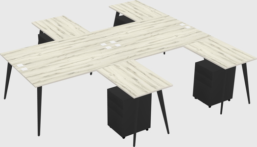 Shared l-shaped office desk system