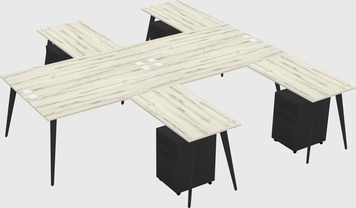 Shared l-shaped office desk system
