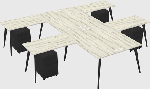 Shared l-shaped office desk system