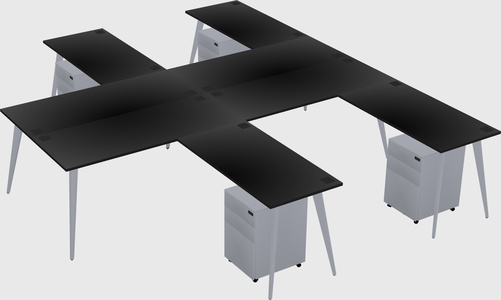 Shared l-shaped office desk system