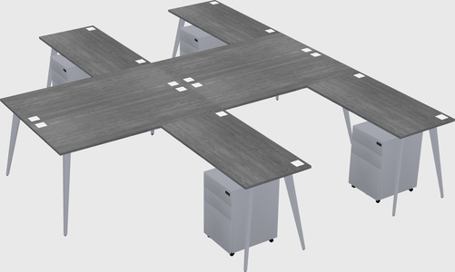 Shared l-shaped office desk system