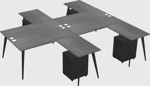 Shared l-shaped office desk system