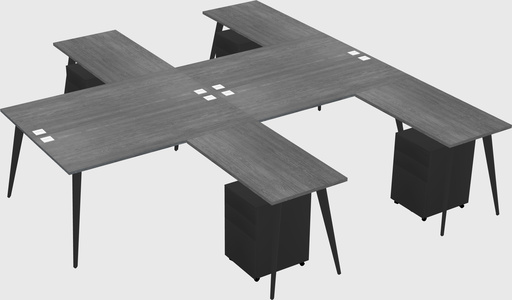 Shared l-shaped office desk system