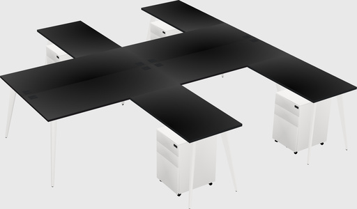 Shared l-shaped office desk system