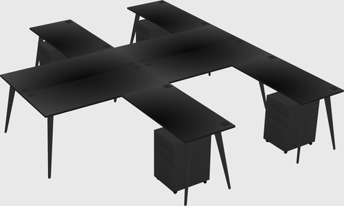 Shared l-shaped office desk system