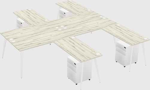 Shared l-shaped office desk system