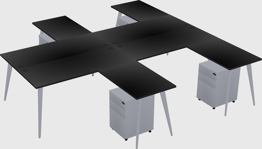 Shared l-shaped office desk system