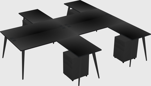 Shared l-shaped office desk system