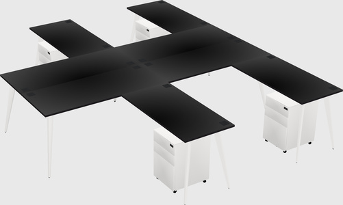 Shared l-shaped office desk system