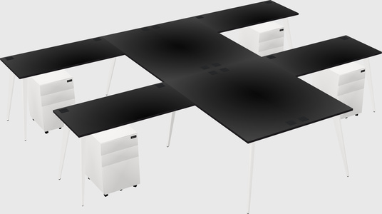 Shared l-shaped office desk system