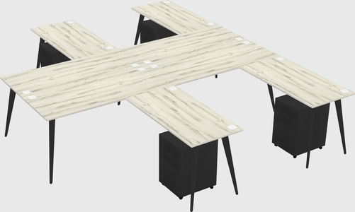 Shared l-shaped office desk system