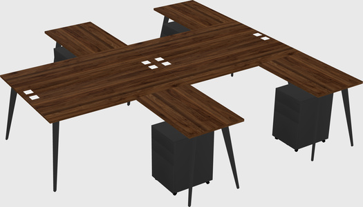 Shared l-shaped office desk system
