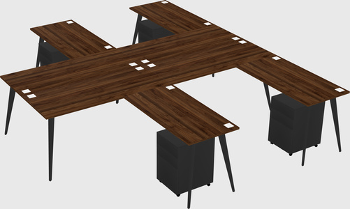Shared l-shaped office desk system