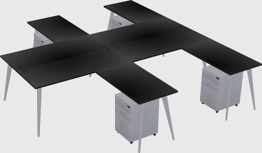 Shared l-shaped office desk system